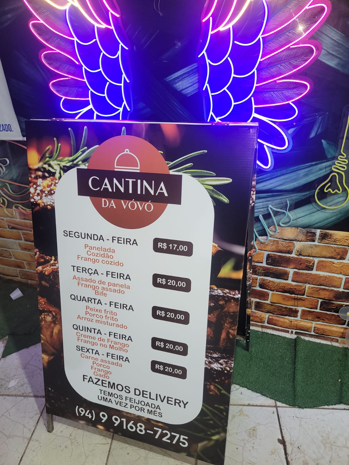 Banner de cardapio Cantina da Vovo